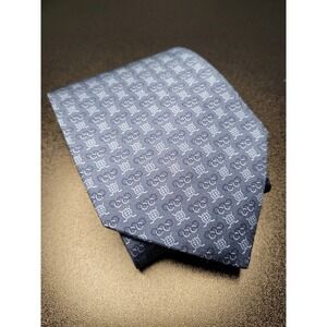 Ermenegildo Zegna Men's Necktie Blue Geometric Silk 3.75" x 58"‎ Excellent